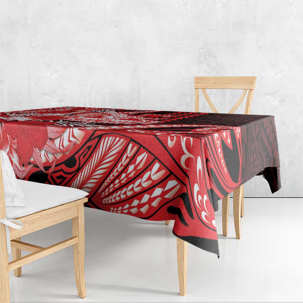 Hawaii Kalani High School Tablecloth Tribal Tattoo With Hibiscus Flowers LT05 - Polynesian Pride