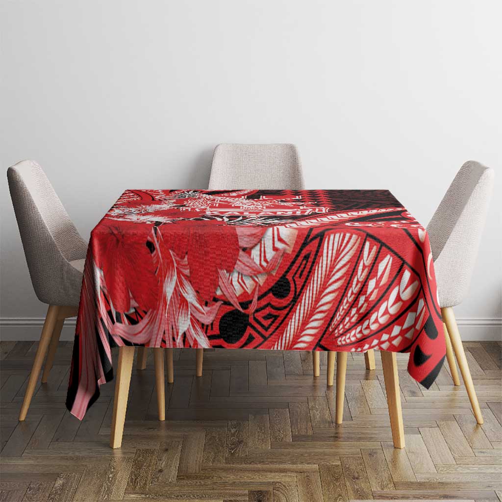 Hawaii Kalani High School Tablecloth Tribal Tattoo With Hibiscus Flowers LT05 - Polynesian Pride
