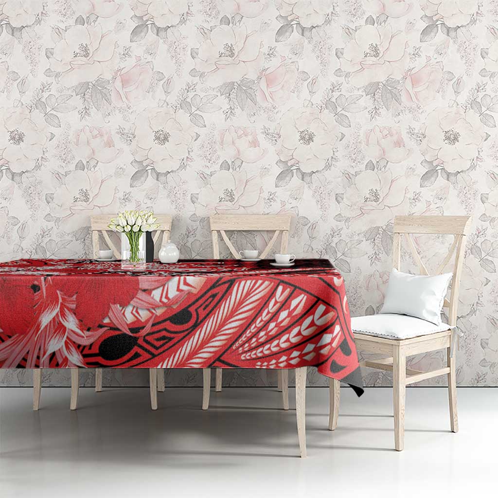 Hawaii Kalani High School Tablecloth Tribal Tattoo With Hibiscus Flowers LT05 - Polynesian Pride