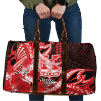 Hawaii Kalani High School Travel Bag Tribal Tattoo With Hibiscus Flowers LT05 Red - Polynesian Pride