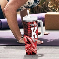 Personalised Hawaii Kalani High School Tumbler With Handle Tribal Tattoo With Hibiscus Flowers