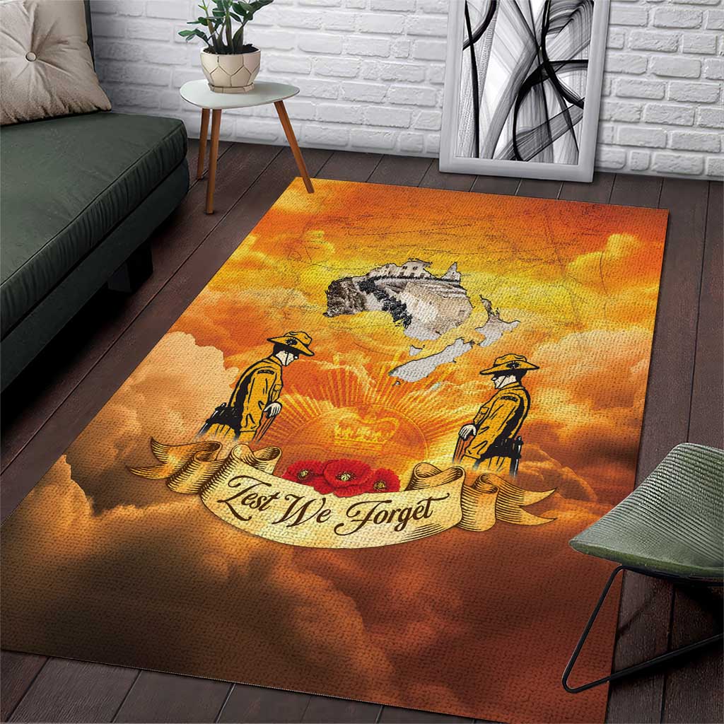 New Zealand And Australia ANZAC Day Area Rug Sinai Palestine Campaign Lest We Forget