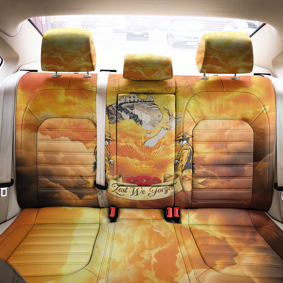 New Zealand And Australia ANZAC Day Back Car Seat Cover Sinai Palestine Campaign Lest We Forget