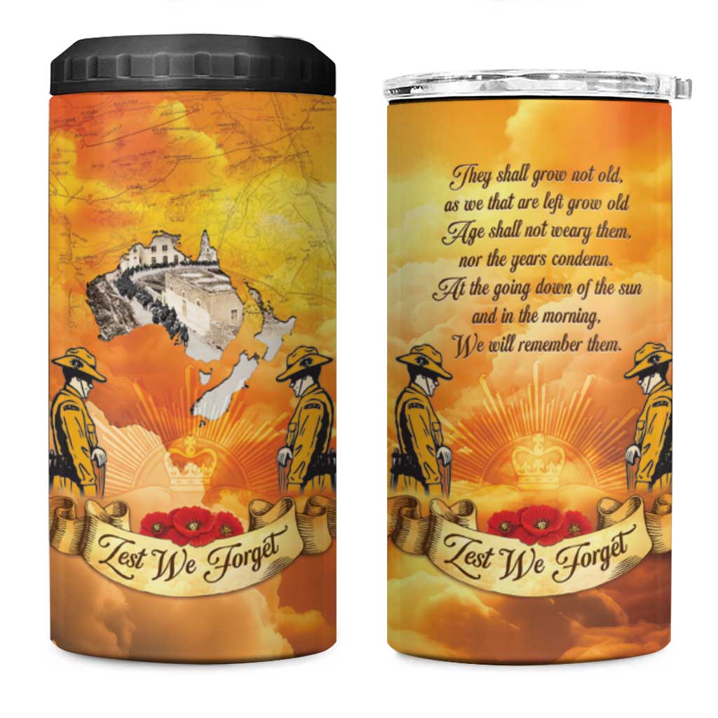 New Zealand And Australia ANZAC Day 4 in 1 Can Cooler Tumbler Sinai Palestine Campaign Lest We Forget