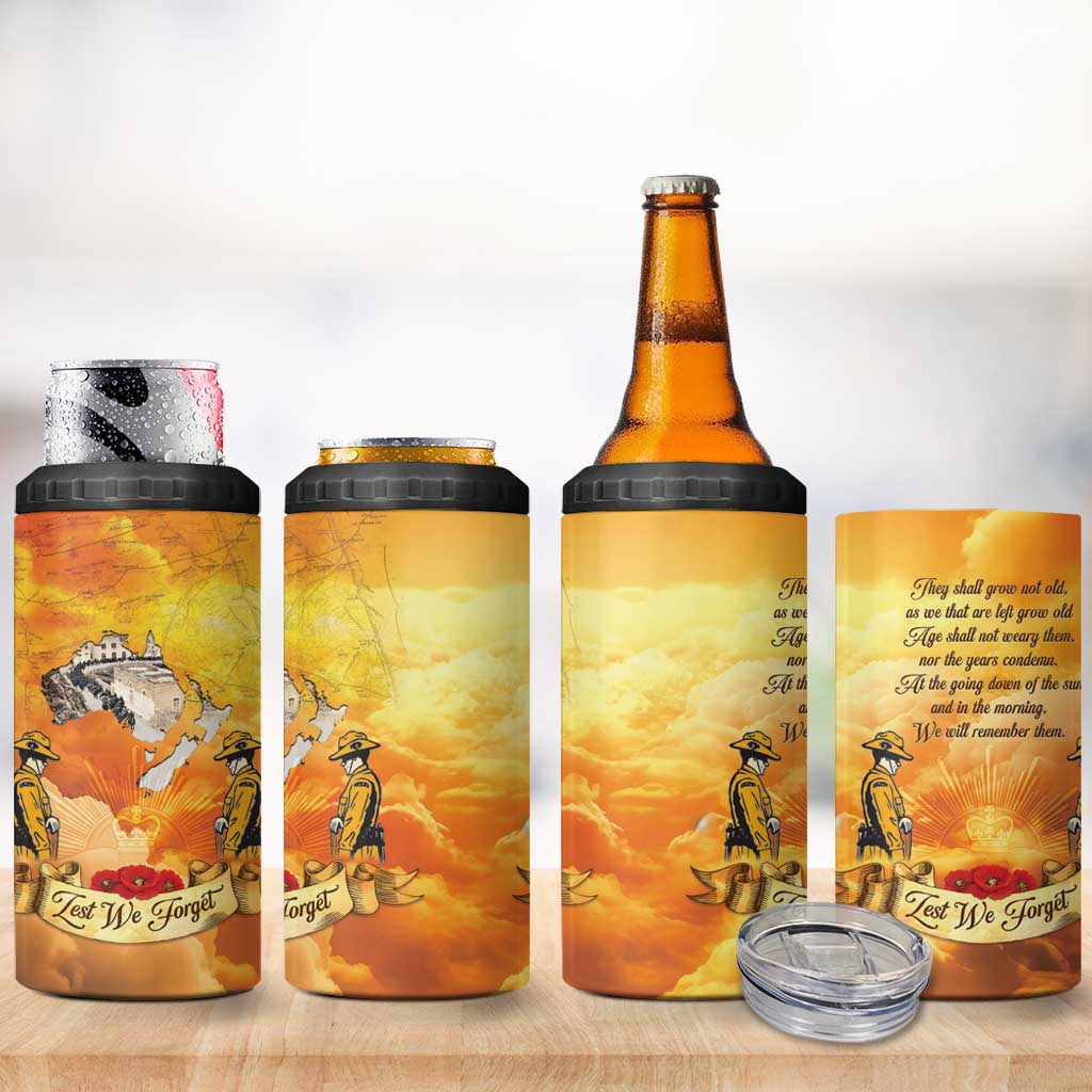 New Zealand And Australia ANZAC Day 4 in 1 Can Cooler Tumbler Sinai Palestine Campaign Lest We Forget