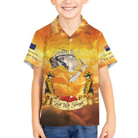 New Zealand And Australia ANZAC Day Family Matching Off Shoulder Short Dress and Hawaiian Shirt Sinai Palestine Campaign Lest We Forget