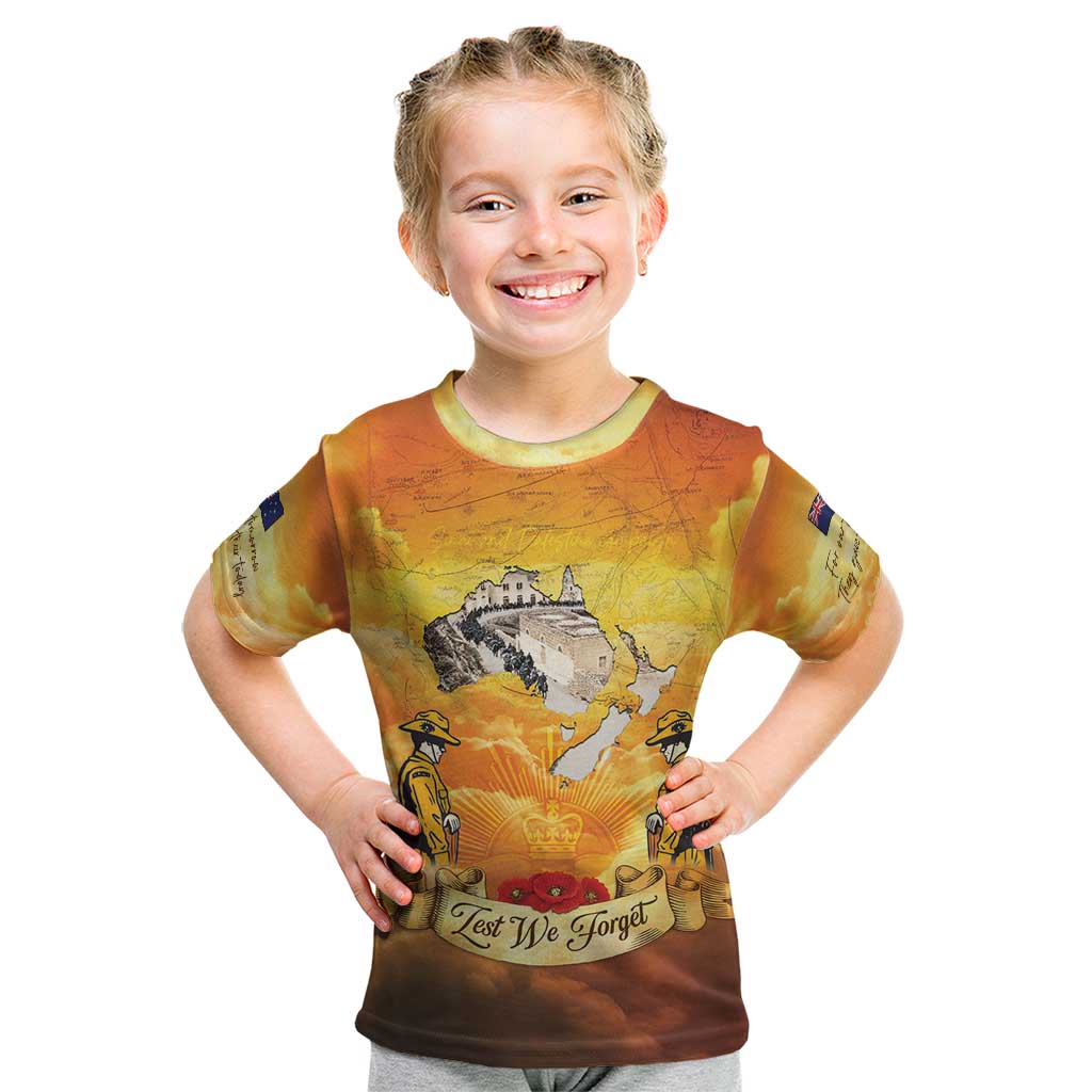 New Zealand And Australia ANZAC Day Kid T Shirt Sinai Palestine Campaign Lest We Forget