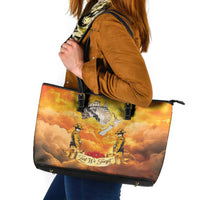 New Zealand And Australia ANZAC Day Leather Tote Bag Sinai Palestine Campaign Lest We Forget