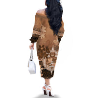 Tonga Emancipation Day Family Matching Off The Shoulder Long Sleeve Dress and Hawaiian Shirt Tongan Kupesi Ngatu Pattern Vintage Style