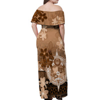 Tonga Emancipation Day Off Shoulder Maxi Dress Tongan Kupesi Ngatu Pattern Vintage Style