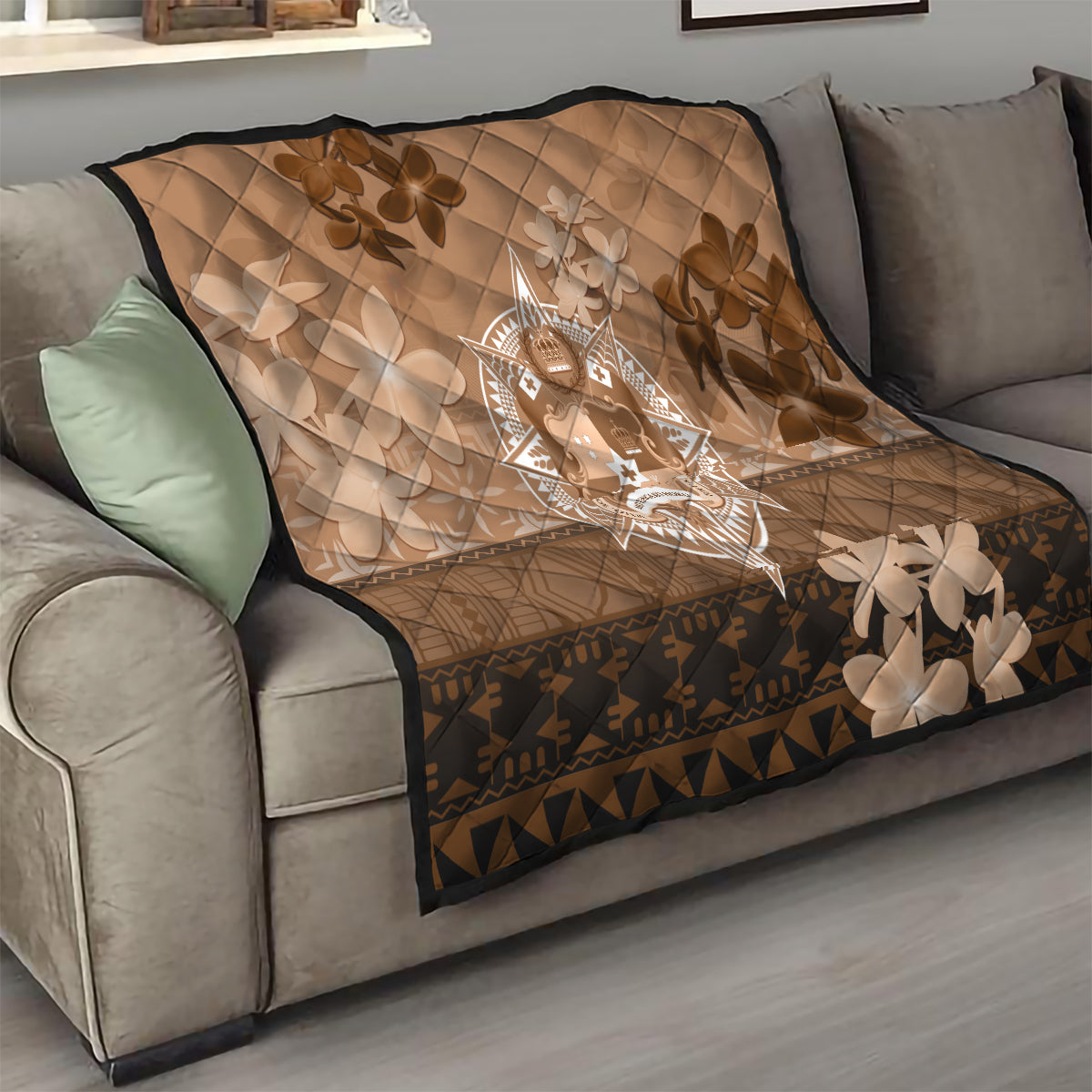 Tonga Emancipation Day Quilt Tongan Kupesi Ngatu Pattern Vintage Style LT05 - Polynesian Pride