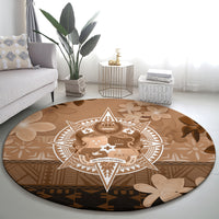 Tonga Emancipation Day Round Carpet Tongan Kupesi Ngatu Pattern Vintage Style LT05 - Polynesian Pride
