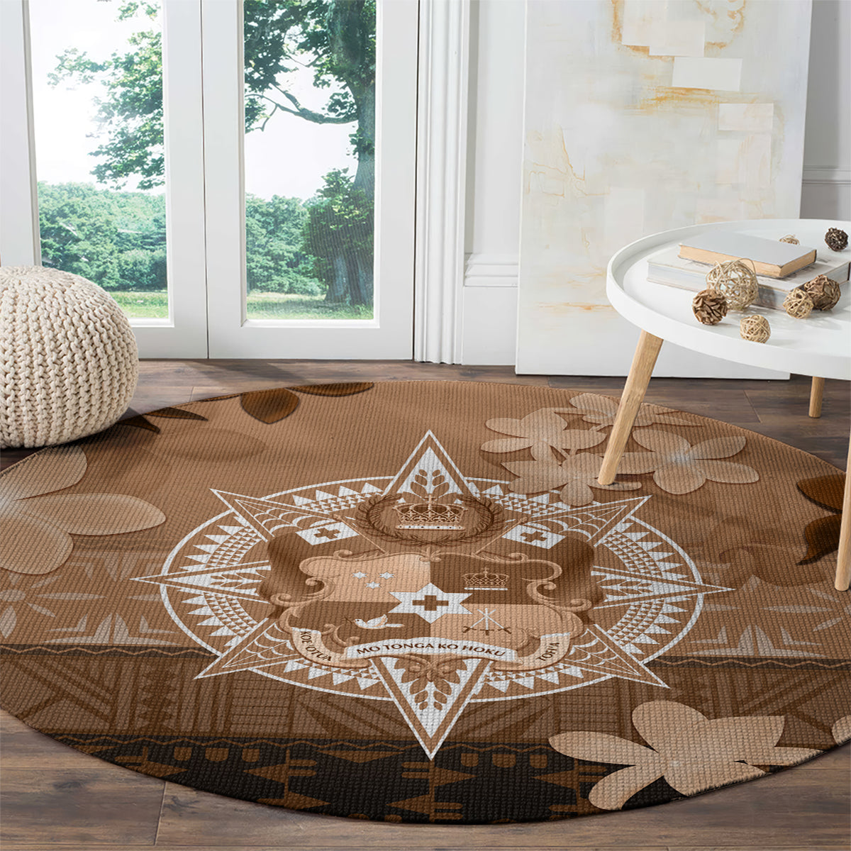 Tonga Emancipation Day Round Carpet Tongan Kupesi Ngatu Pattern Vintage Style LT05 - Polynesian Pride
