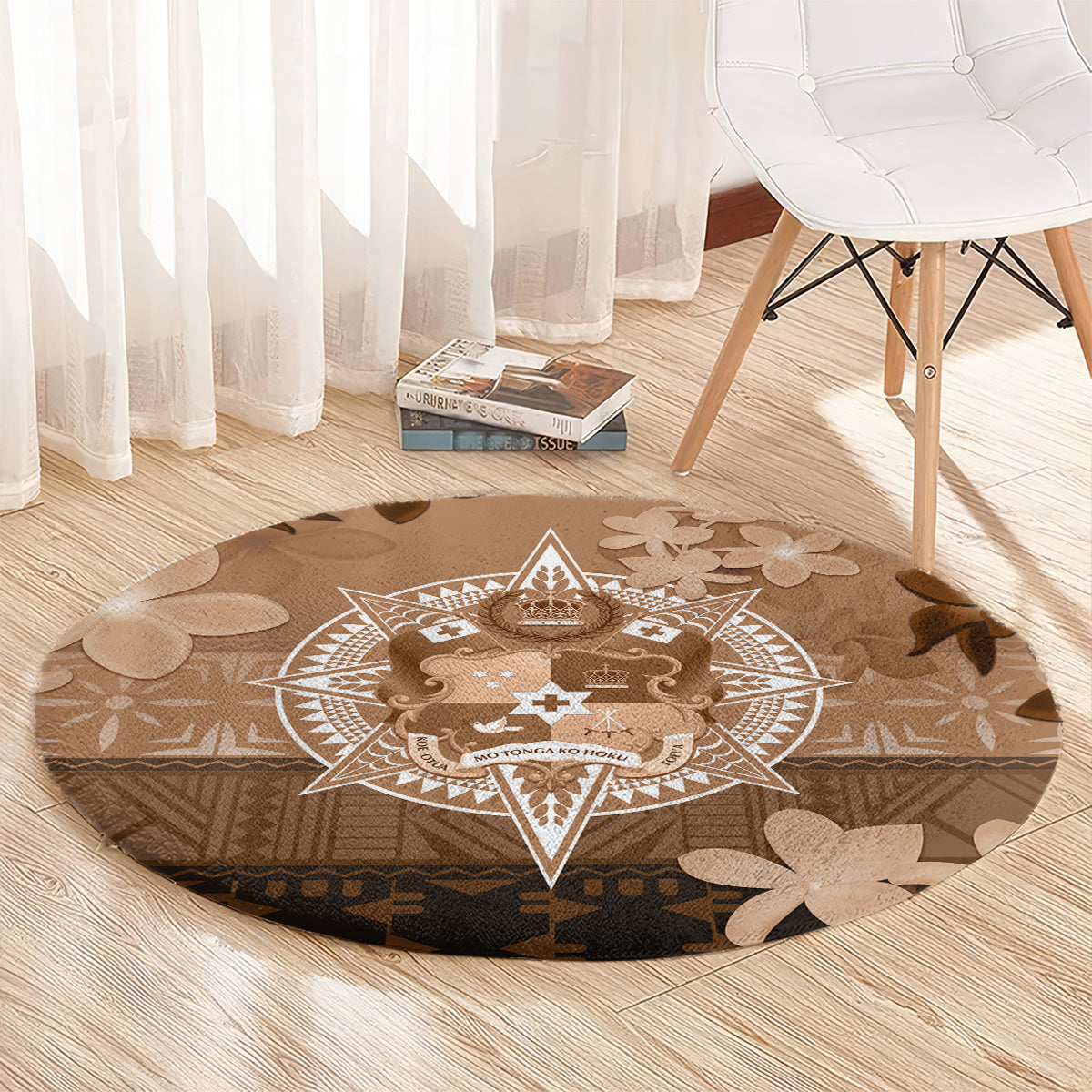 Tonga Emancipation Day Round Carpet Tongan Kupesi Ngatu Pattern Vintage Style LT05 - Polynesian Pride