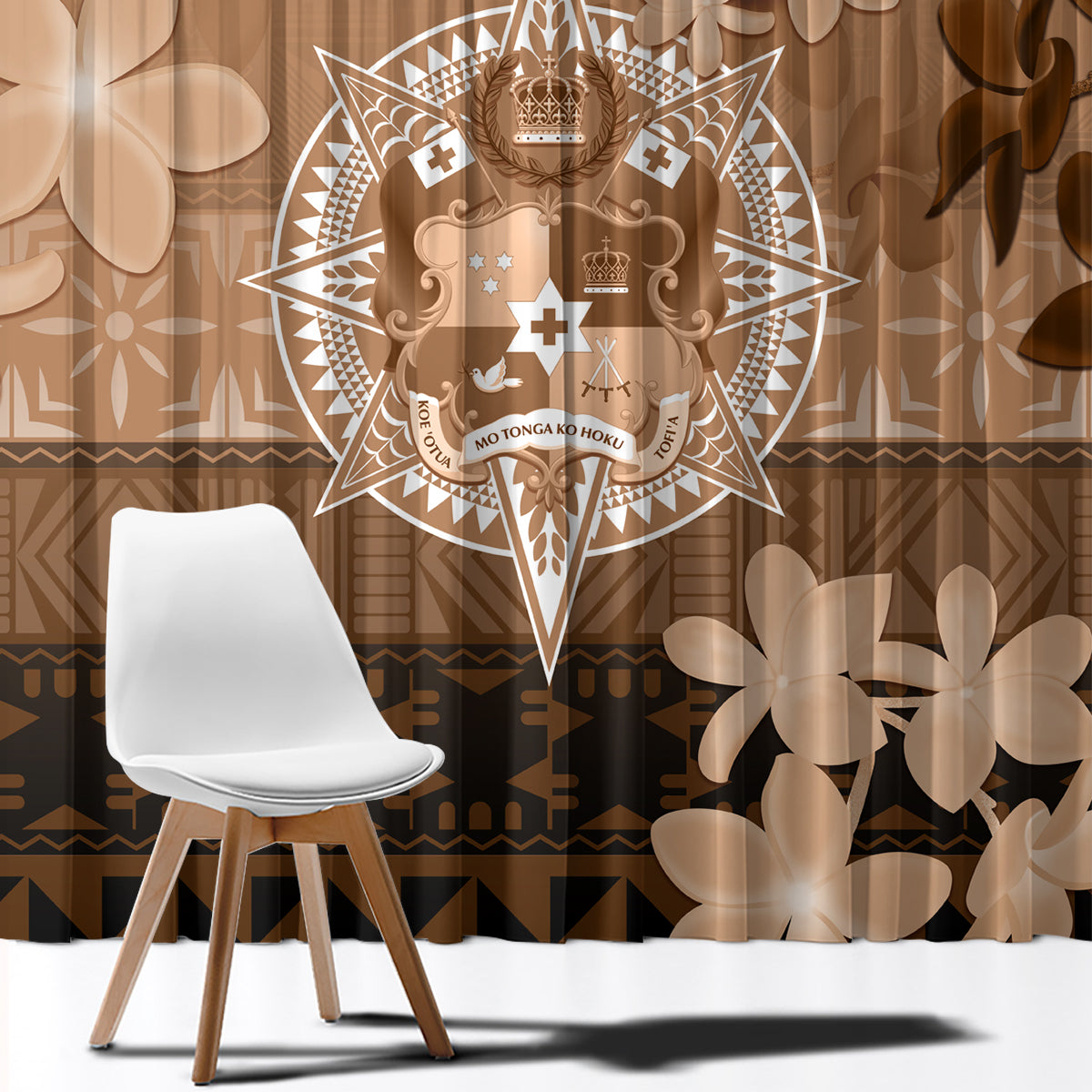 Tonga Emancipation Day Window Curtain Tongan Kupesi Ngatu Pattern Vintage Style