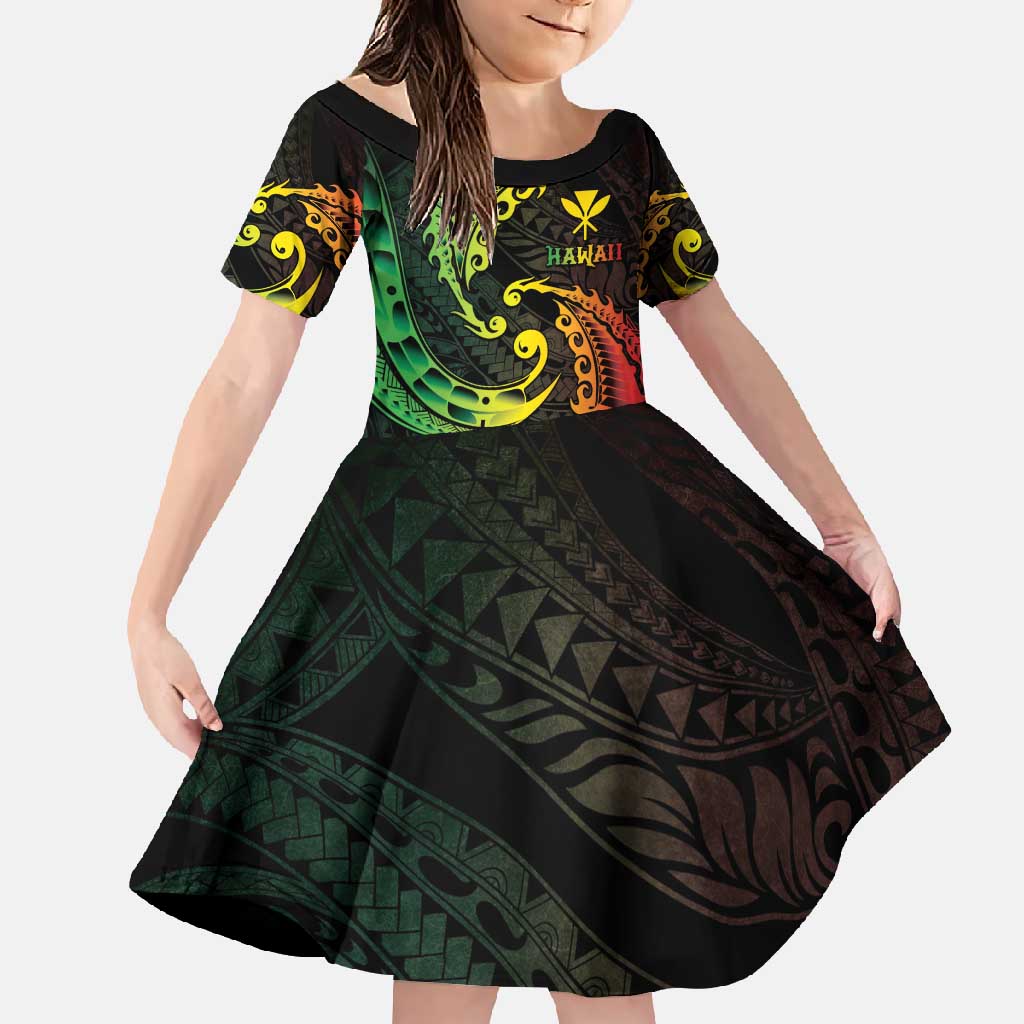 AAPI Heritage Month Family Matching Long Sleeve Bodycon Dress and Hawaiian Shirt Kanaka Maoli Polynesian Tribal Wave