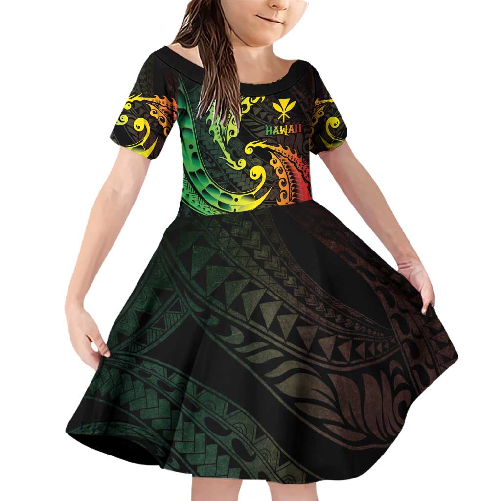 AAPI Heritage Month Family Matching Off Shoulder Short Dress and Hawaiian Shirt Kanaka Maoli Polynesian Tribal Wave