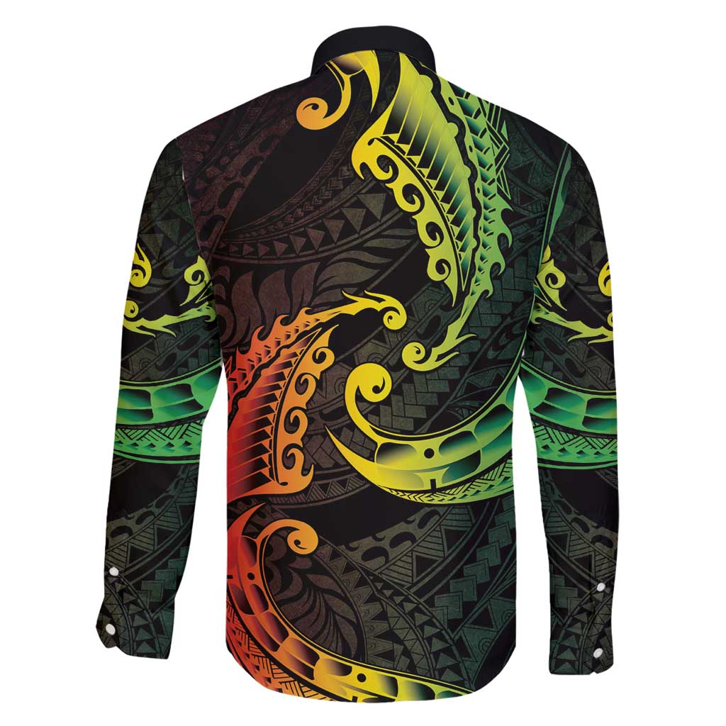 AAPI Heritage Month Family Matching Summer Maxi Dress and Hawaiian Shirt Kanaka Maoli Polynesian Tribal Wave