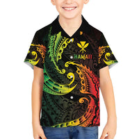 AAPI Heritage Month Kid Hawaiian Shirt Kanaka Maoli Polynesian Tribal Wave