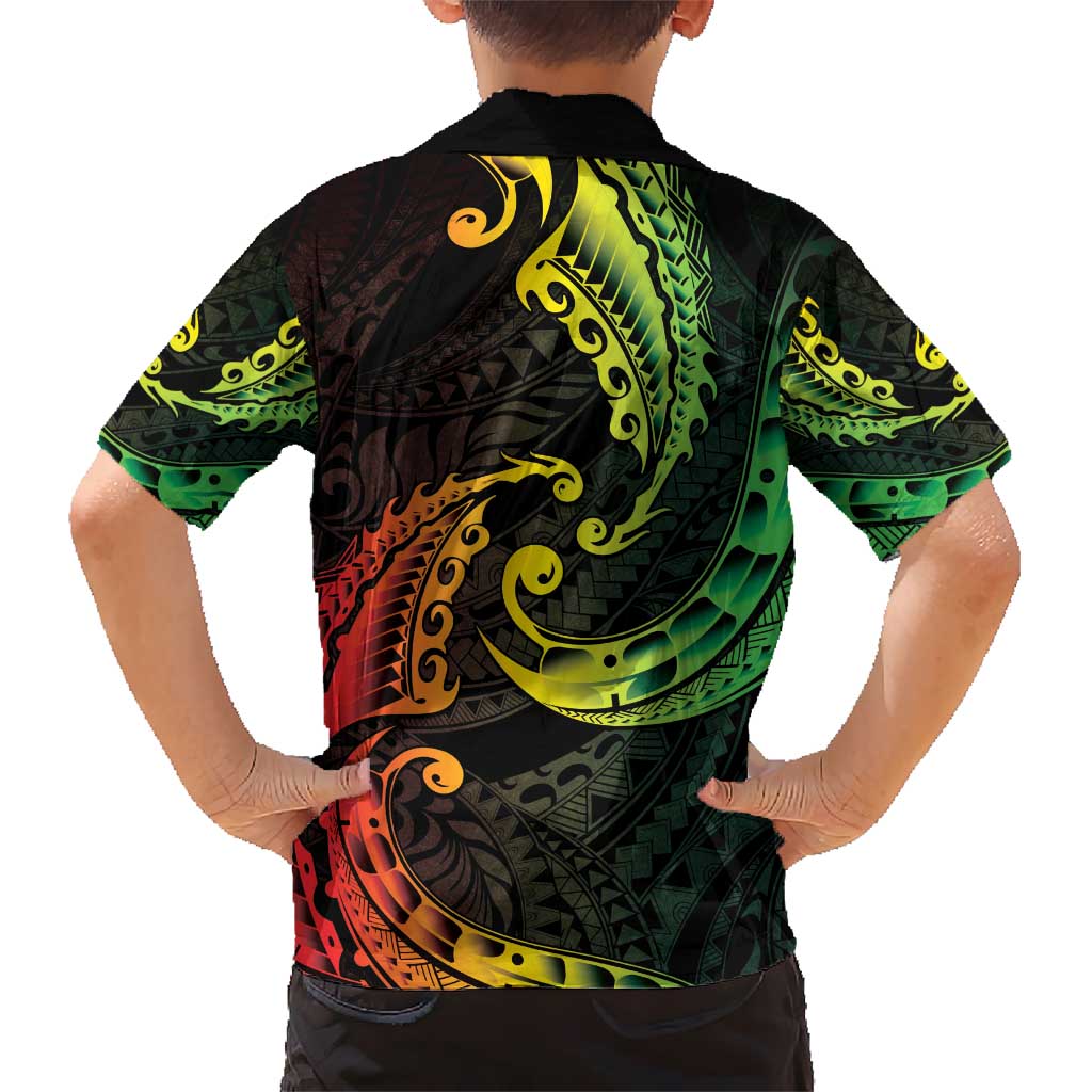 AAPI Heritage Month Kid Hawaiian Shirt Kanaka Maoli Polynesian Tribal Wave