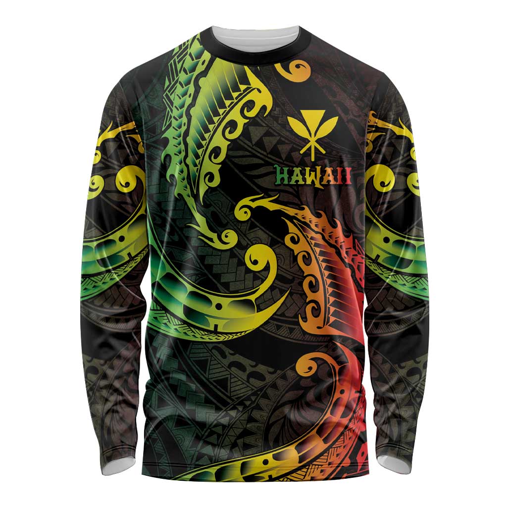 AAPI Heritage Month Long Sleeve Shirt Kanaka Maoli Polynesian Tribal Wave