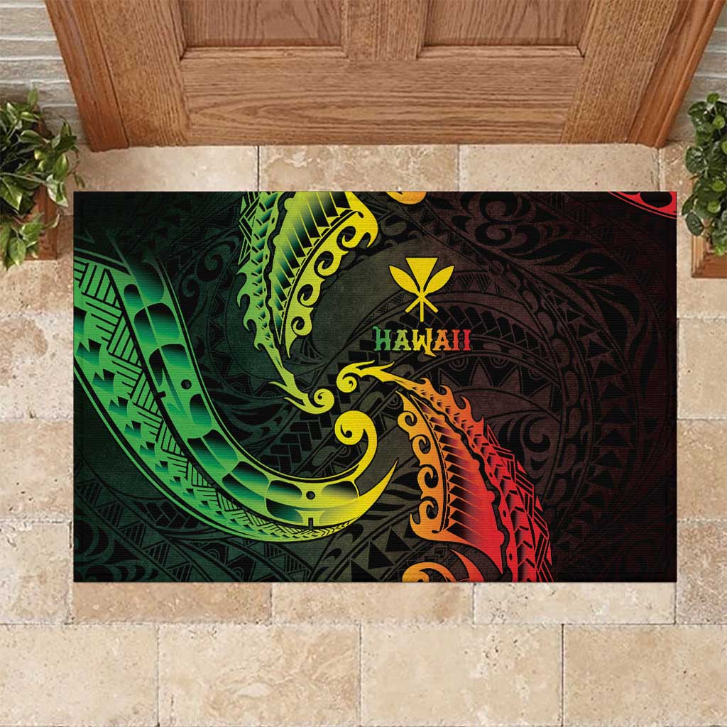 AAPI Heritage Month Rubber Doormat Kanaka Maoli Polynesian Tribal Wave