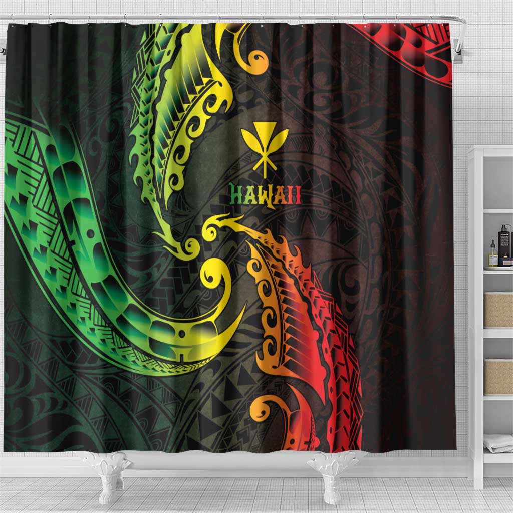 AAPI Heritage Month Shower Curtain Kanaka Maoli Polynesian Tribal Wave