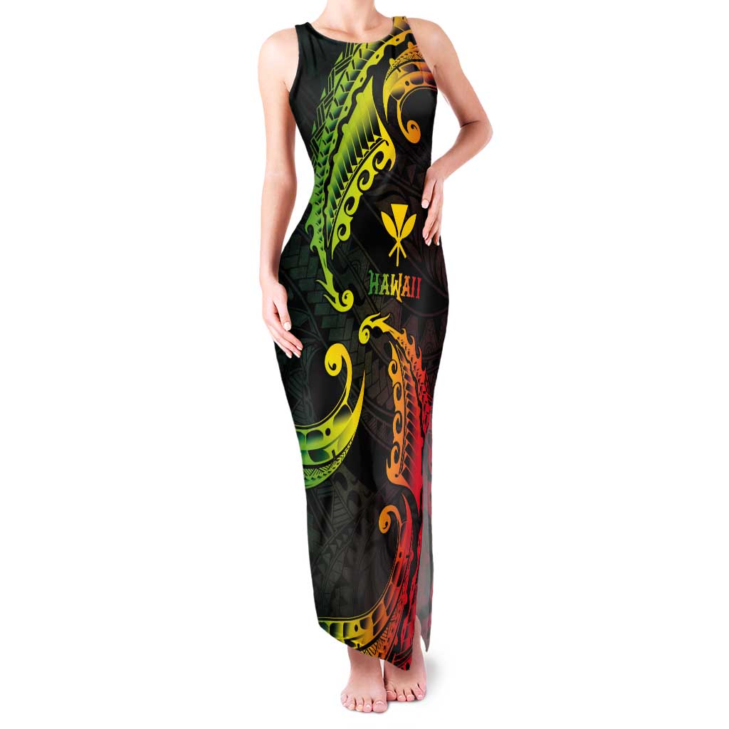 AAPI Heritage Month Tank Maxi Dress Kanaka Maoli Polynesian Tribal Wave