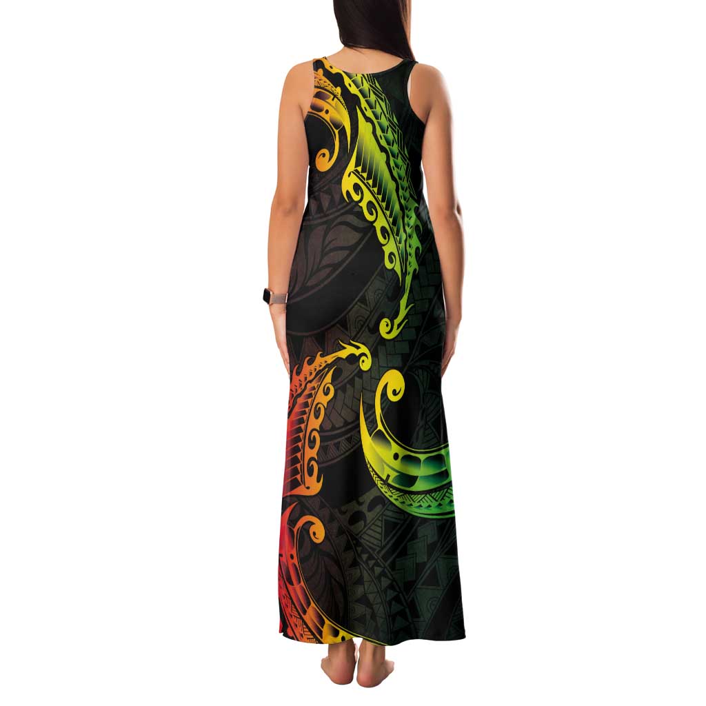 AAPI Heritage Month Tank Maxi Dress Kanaka Maoli Polynesian Tribal Wave