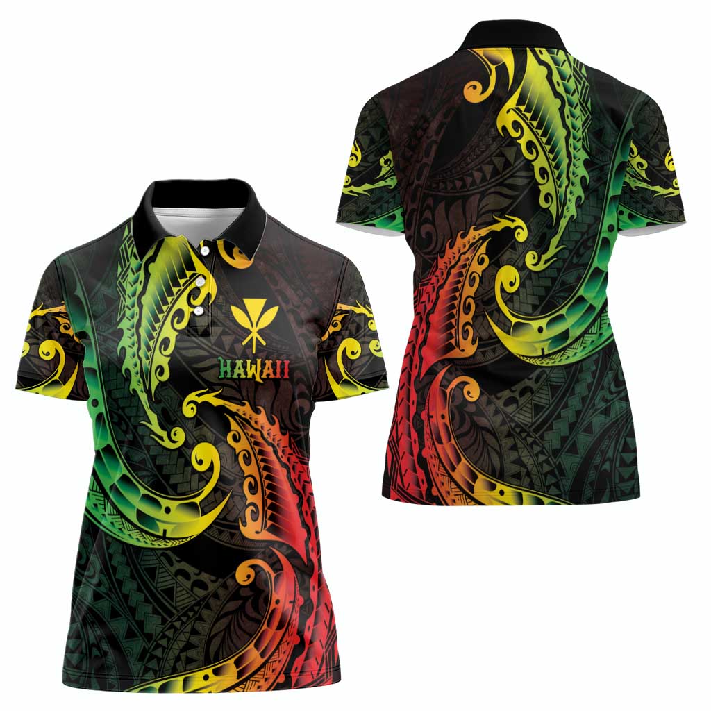 AAPI Heritage Month Women Polo Shirt Kanaka Maoli Polynesian Tribal Wave