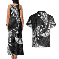 AAPI Heritage Month Couples Matching Tank Maxi Dress and Hawaiian Shirt American Samoa Polynesian Tribal Wave