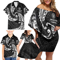 AAPI Heritage Month Family Matching Off Shoulder Short Dress and Hawaiian Shirt American Samoa Polynesian Tribal Wave