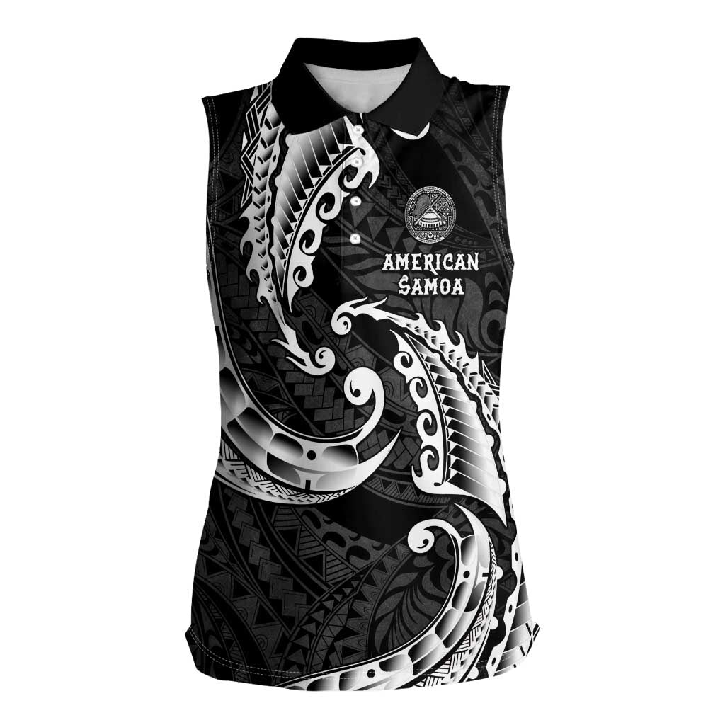 AAPI Heritage Month Women Sleeveless Polo Shirt American Samoa Polynesian Tribal Wave