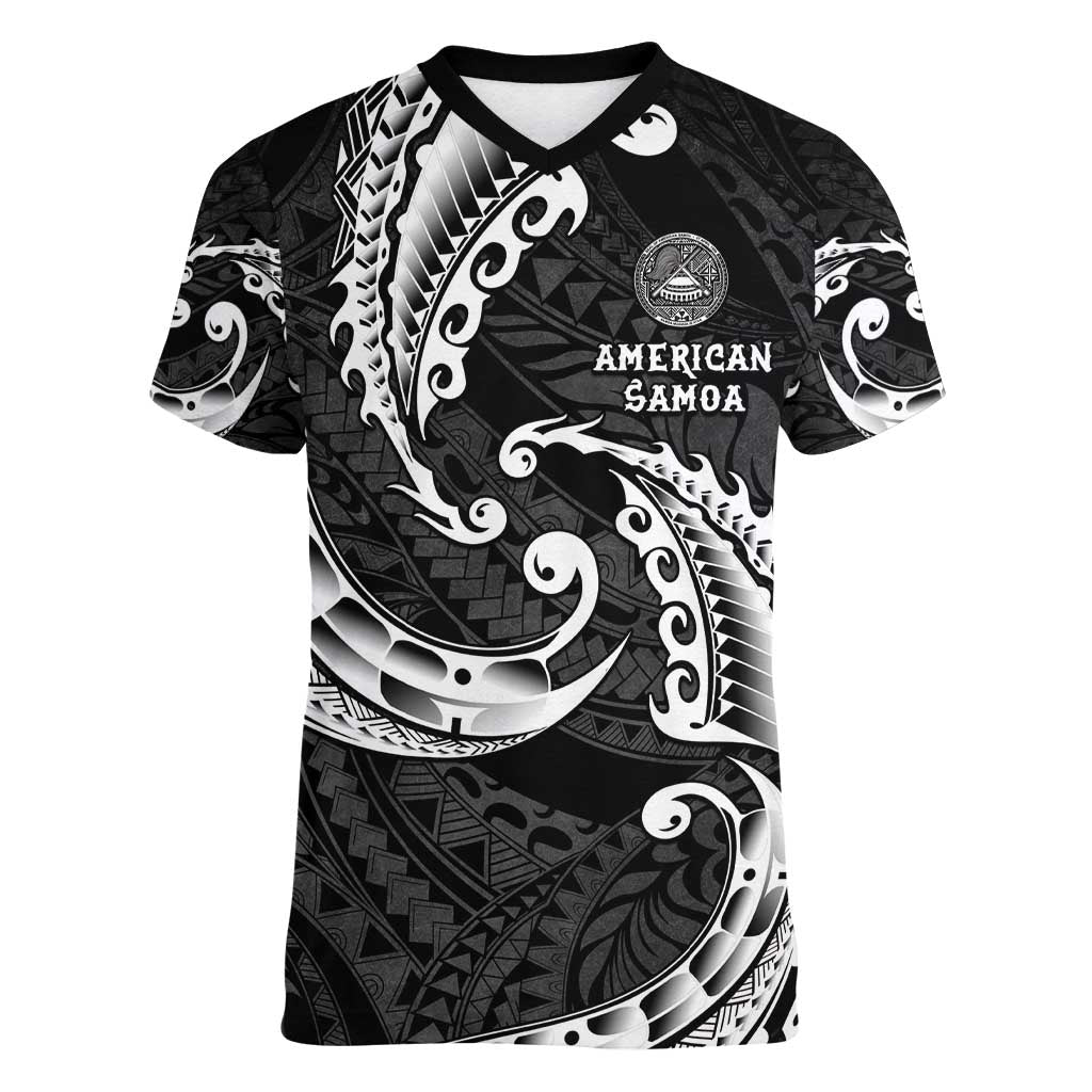 AAPI Heritage Month Women V-Neck T-Shirt American Samoa Polynesian Tribal Wave
