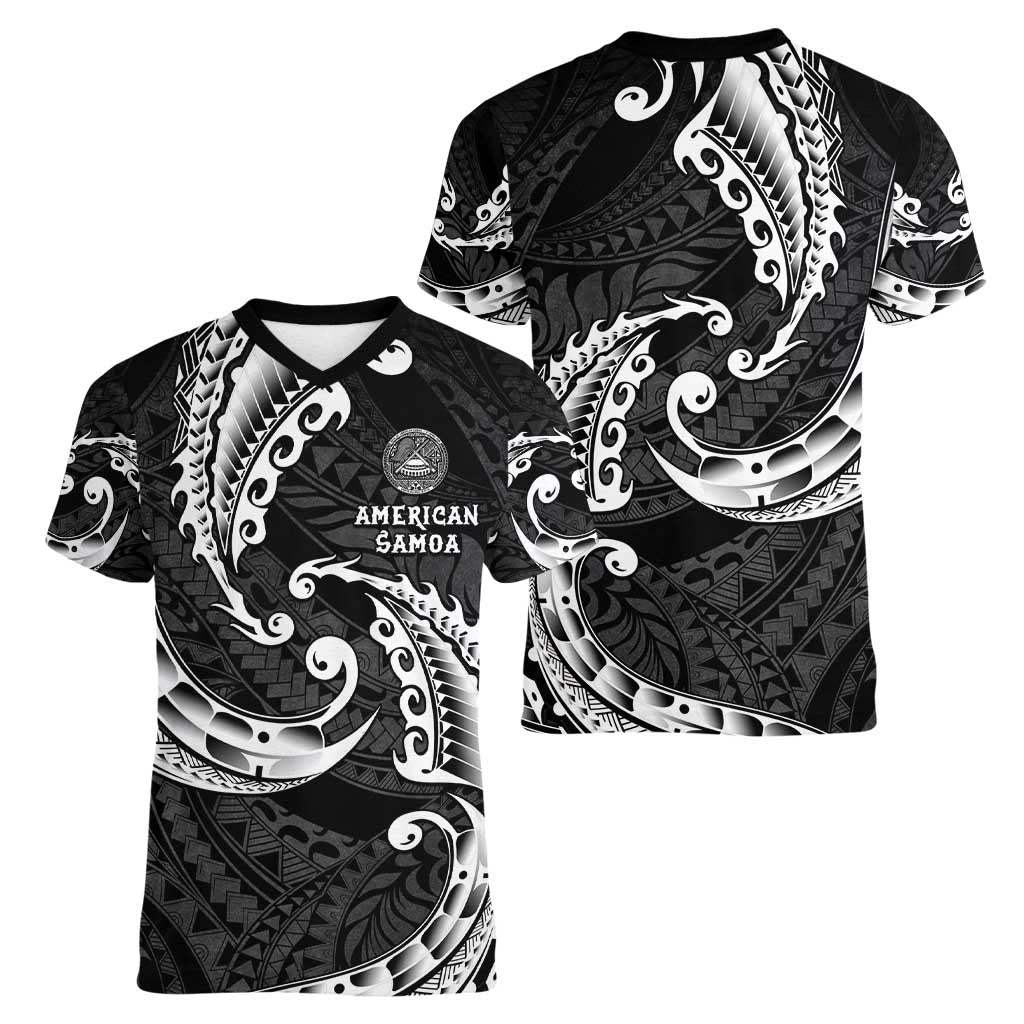 AAPI Heritage Month Women V-Neck T-Shirt American Samoa Polynesian Tribal Wave