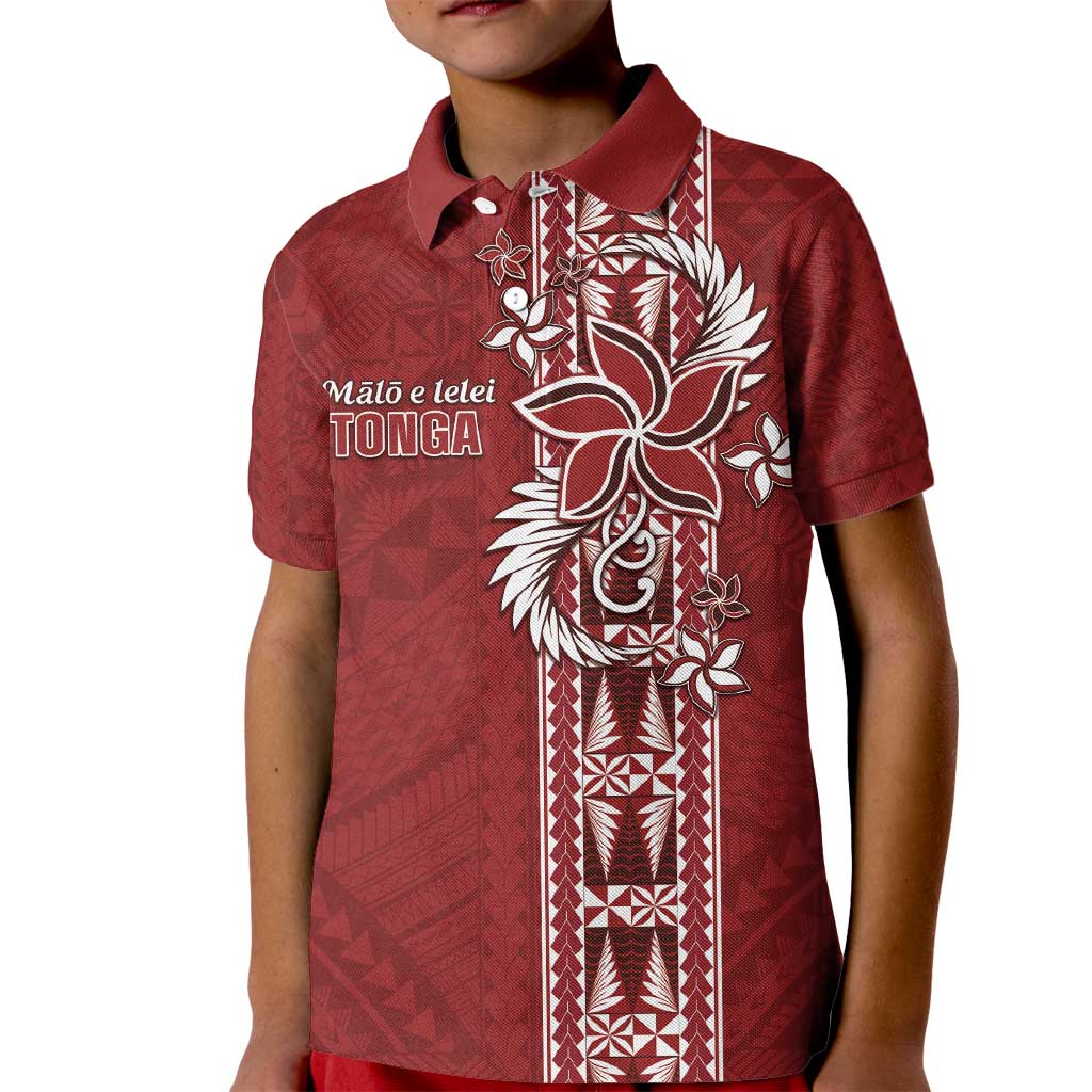 Tonga Language Week Kid Polo Shirt Malo e Lelei Kupesi Ngatu Pattern LT05 Kid Red - Polynesian Pride