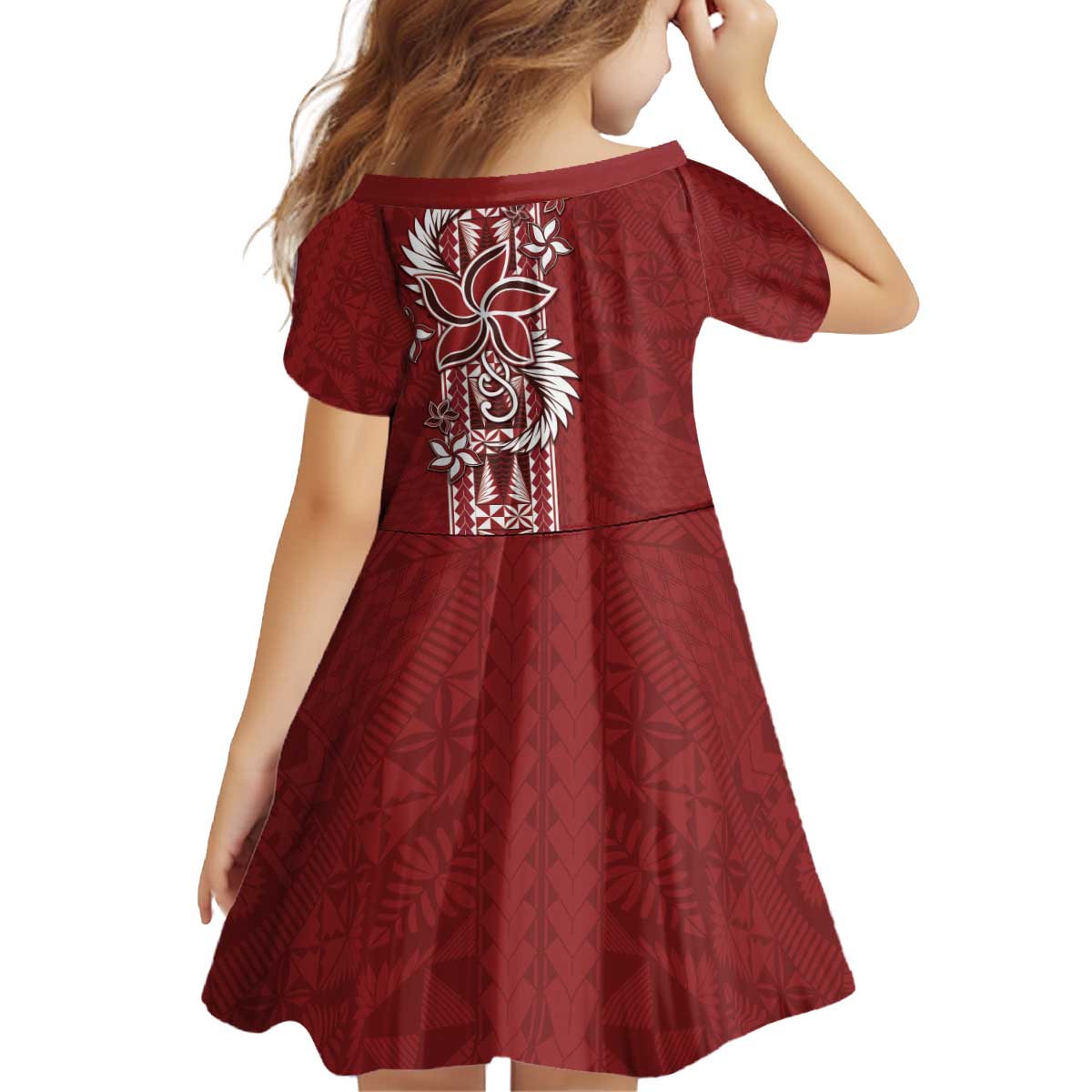 Tonga Language Week Kid Short Sleeve Dress Malo e Lelei Kupesi Ngatu Pattern LT05 - Polynesian Pride