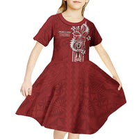 Tonga Language Week Kid Short Sleeve Dress Malo e Lelei Kupesi Ngatu Pattern LT05 - Polynesian Pride