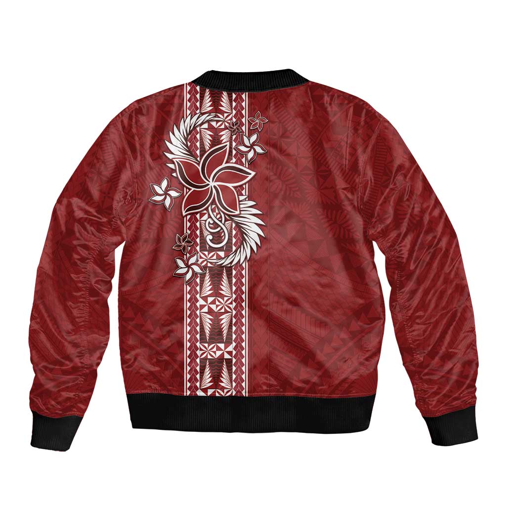 Tonga Language Week Sleeve Zip Bomber Jacket Malo e Lelei Kupesi Ngatu Pattern