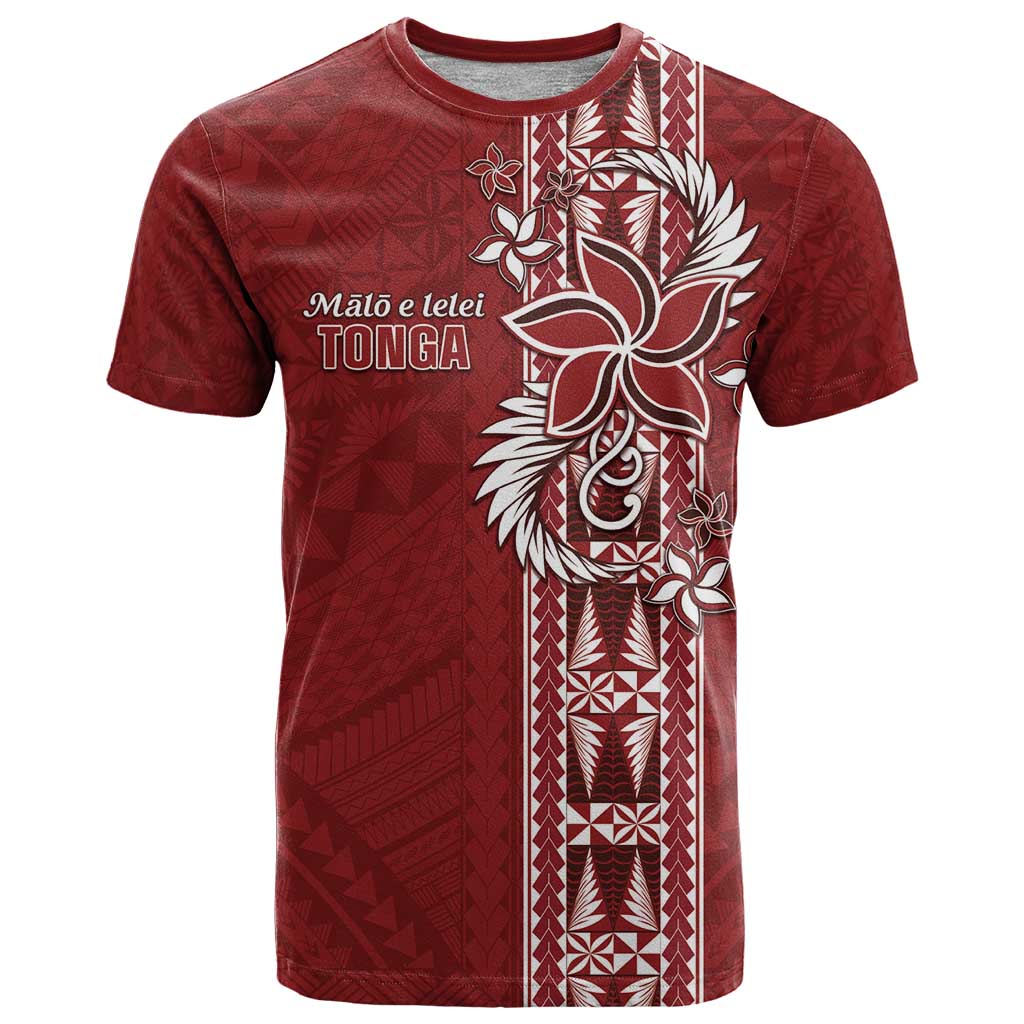 Tonga Language Week T Shirt Malo e Lelei Kupesi Ngatu Pattern LT05 Red - Polynesian Pride