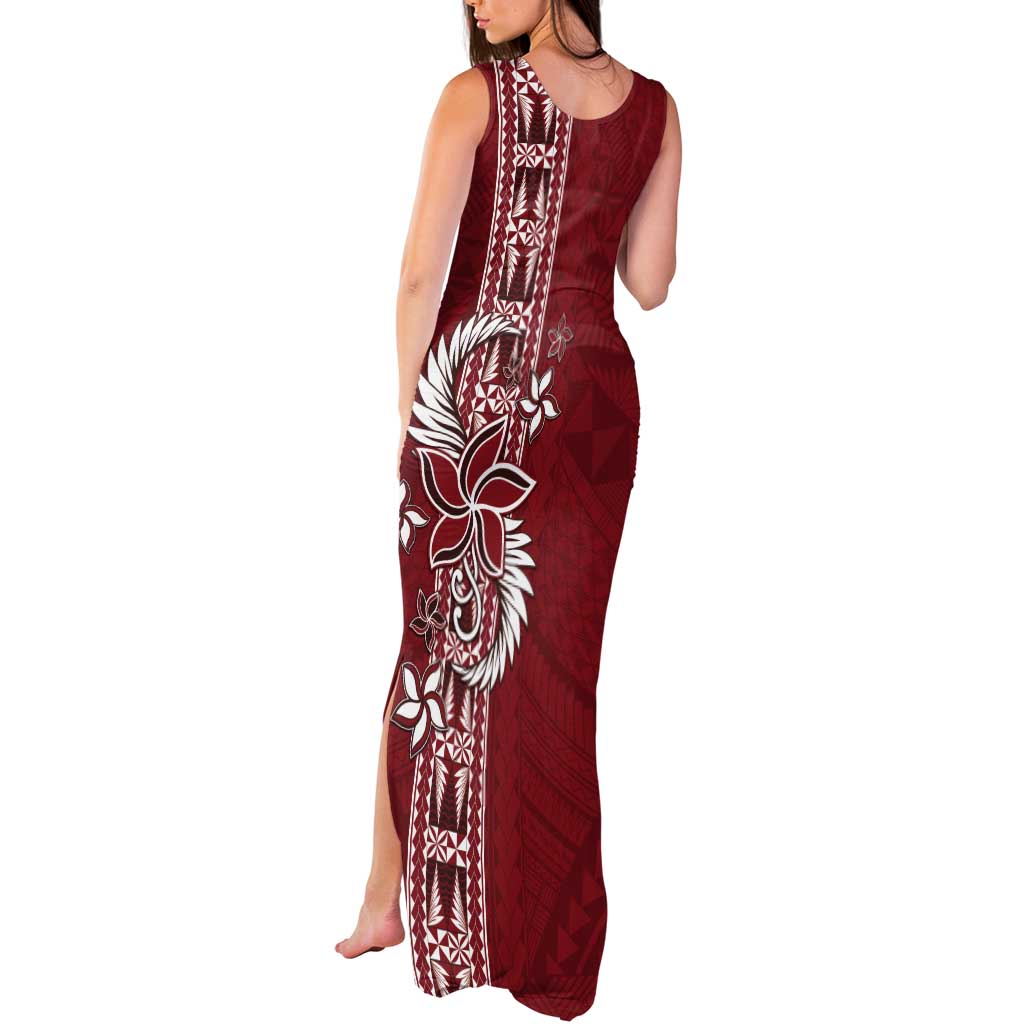 Tonga Language Week Tank Maxi Dress Malo e Lelei Kupesi Ngatu Pattern