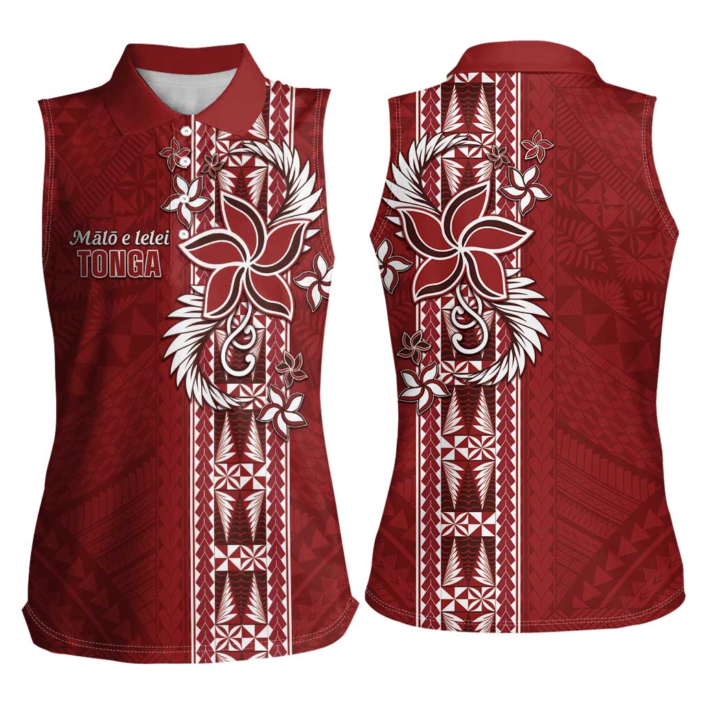 Tonga Language Week Women Sleeveless Polo Shirt Malo e Lelei Kupesi Ngatu Pattern LT05 - Polynesian Pride