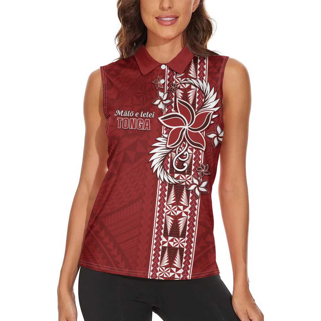 Tonga Language Week Women Sleeveless Polo Shirt Malo e Lelei Kupesi Ngatu Pattern LT05 - Polynesian Pride