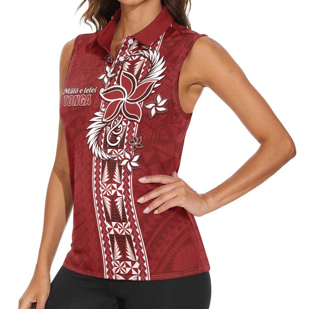 Tonga Language Week Women Sleeveless Polo Shirt Malo e Lelei Kupesi Ngatu Pattern LT05 - Polynesian Pride