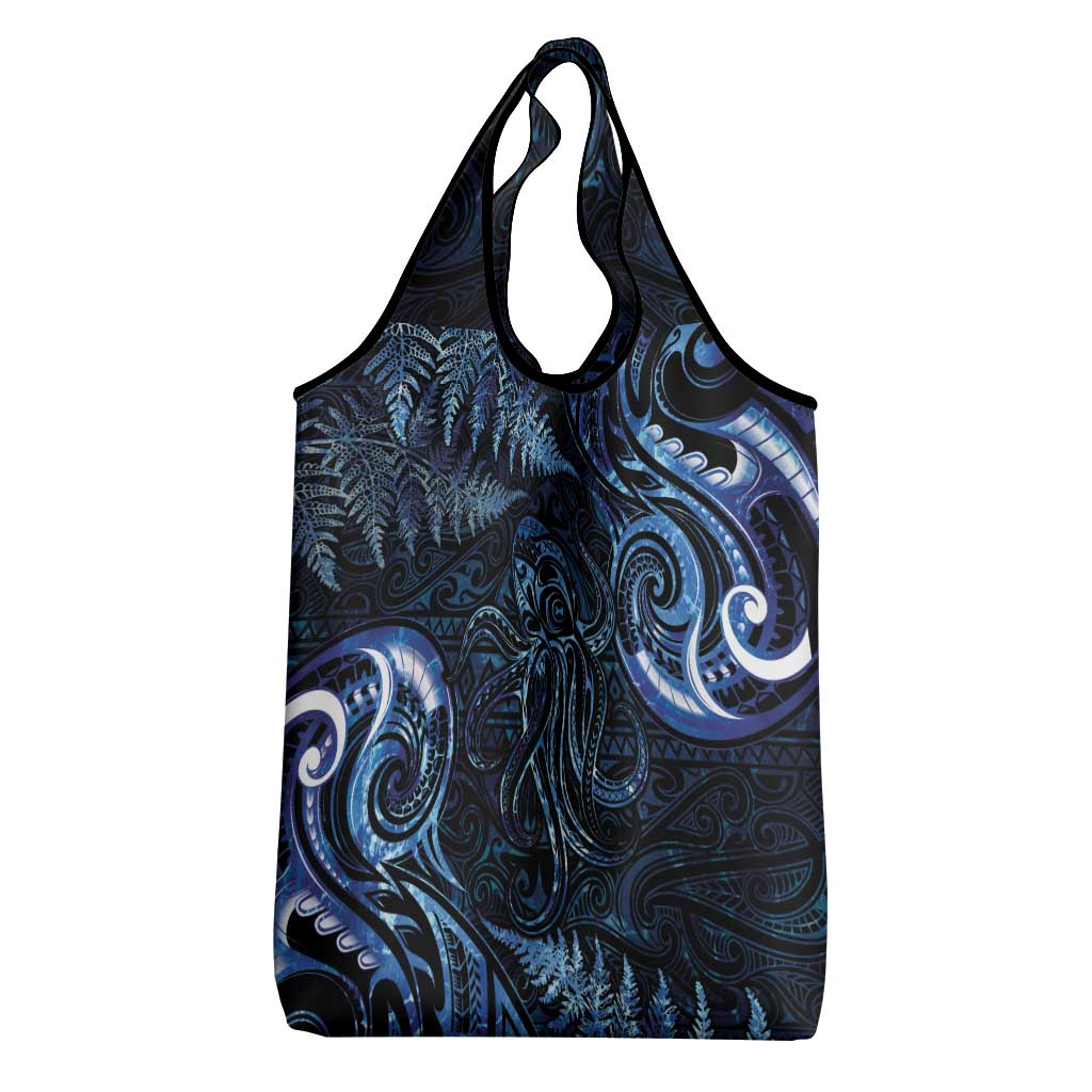Aotearoa New Zealand Octopus Grocery Bag Silver Fern Maori Pattern