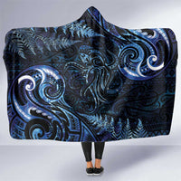 Aotearoa New Zealand Octopus Hooded Blanket Silver Fern Maori Pattern LT05 One Size Blue - Polynesian Pride