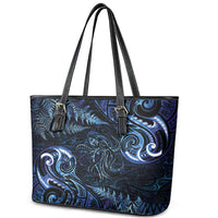 Aotearoa New Zealand Octopus Leather Tote Bag Silver Fern Maori Pattern