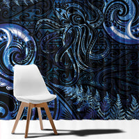 Aotearoa New Zealand Octopus Window Curtain Silver Fern Maori Pattern