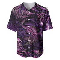 Aotearoa New Zealand Crocodile Baseball Jersey Silver Fern Maori Pattern LT05 Purple - Polynesian Pride