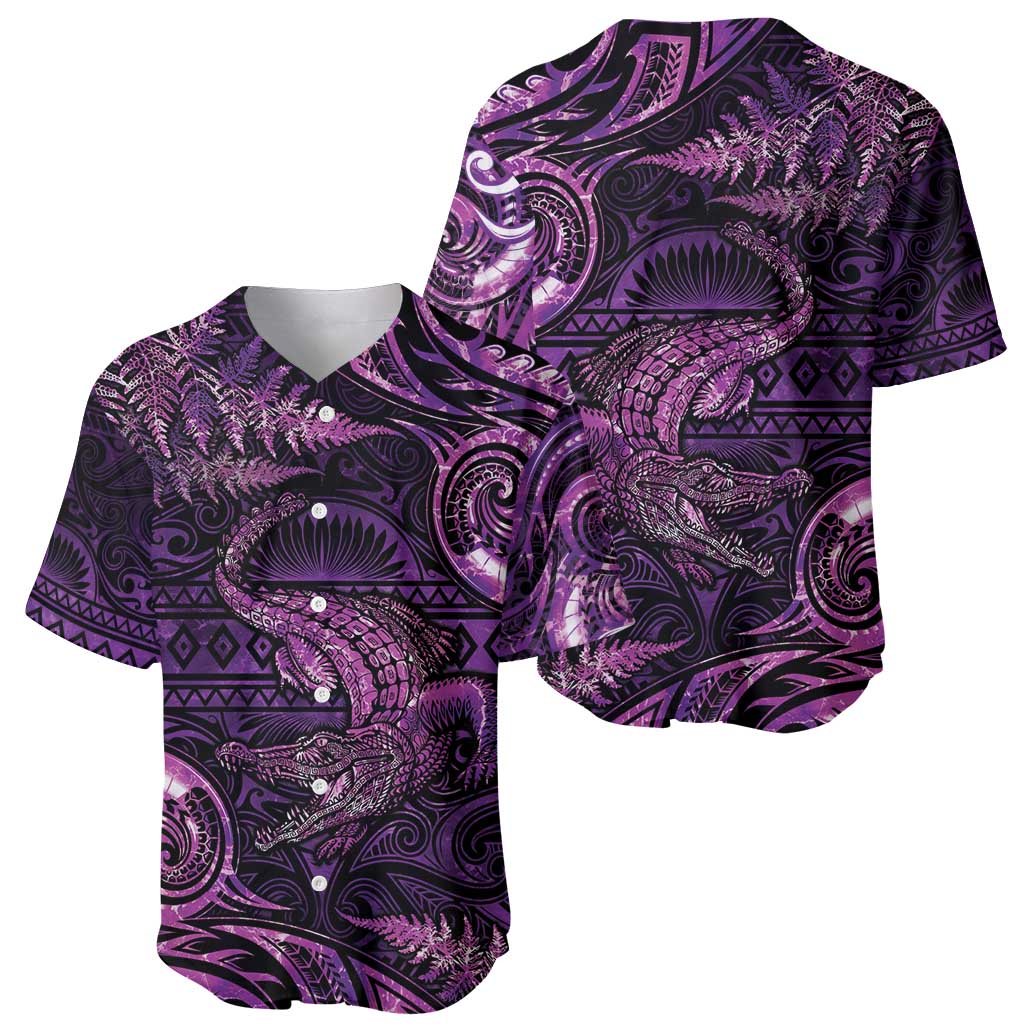 Aotearoa New Zealand Crocodile Baseball Jersey Silver Fern Maori Pattern LT05 - Polynesian Pride